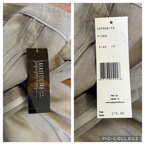 New LAFAYETTE 148 Wool Trouser Tan Gray Dress Pants Size Petite 10 NWT - Picture 13 of 15